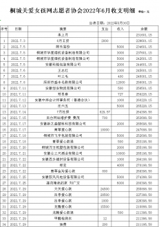 桐城关爱女孩网2022.7收支明细