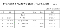 桐城关爱女孩网2021.5月收支